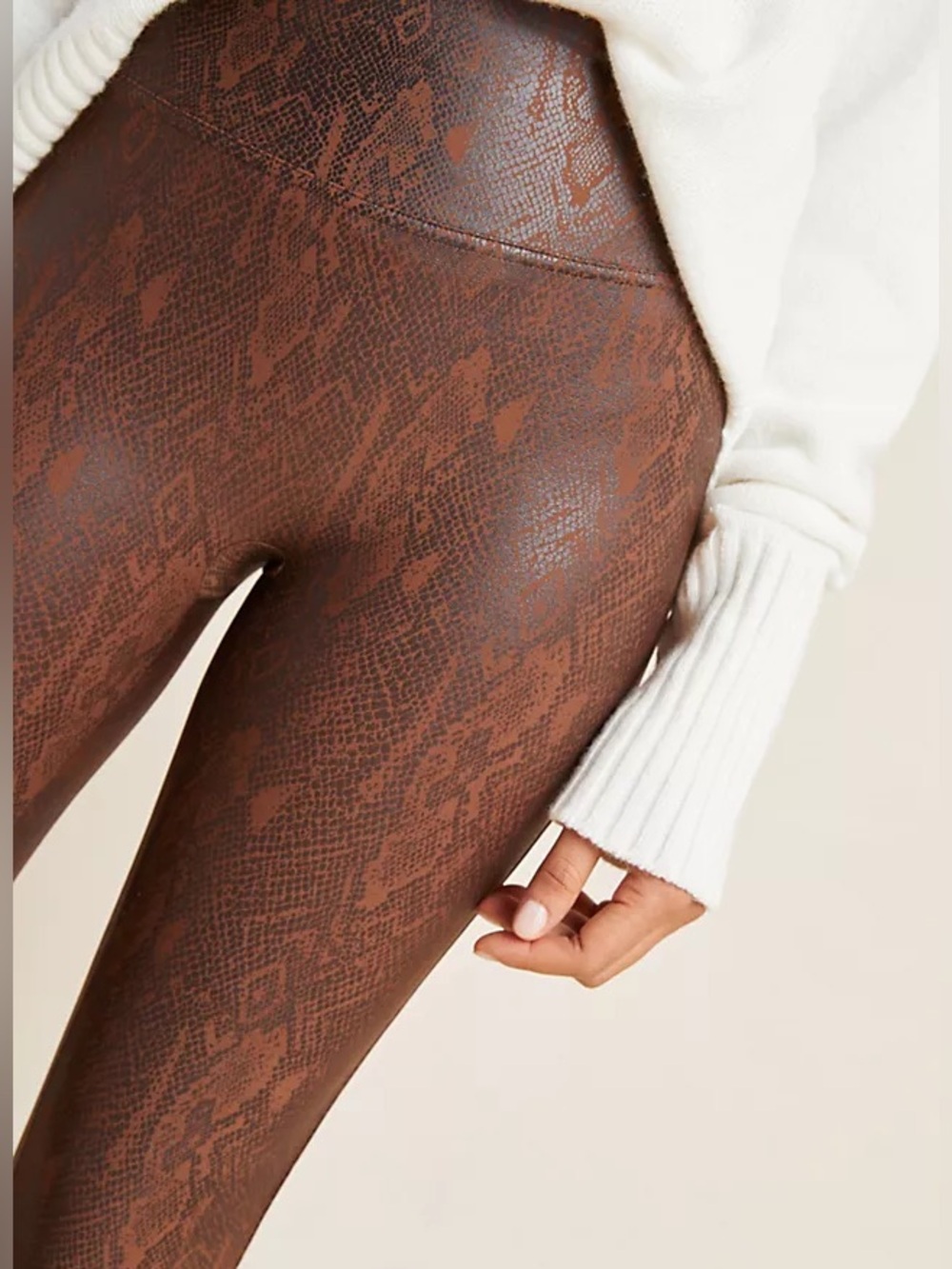 Spanx Snake-Printed Faux Leather Leggings